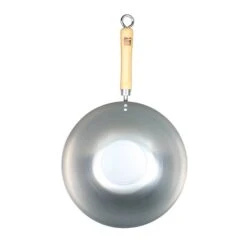 Wok Fond Plat 30 Cm Tôle Acier Blanche Be A Wok Star