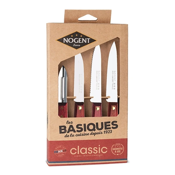 Coffret 3 Couteaux D’office Et 1 éplucheur Kraft Classic Bois Merisier 1 Coffret 3 Couteaux D’office Et 1 éplucheur Kraft Classic Bois Merisier