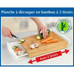 Planche à Découper En Bambou à 2 Tiroirs -Maison Cuisine Rabais 48132 2 3 Planche a decouper en bambou a 2 tiroirs Wenko by Maximex