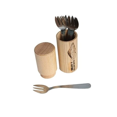 6 Fourchettes à Huitres + Fourreau En Bois 1 6 Fourchettes à Huitres + Fourreau En Bois
